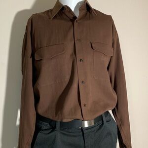 IKE BEHAR 2 POCKET BROWN SHIRT MEDIUM